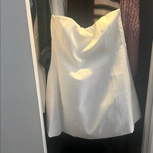 Meshki Strapless White Dress, with black straps in back